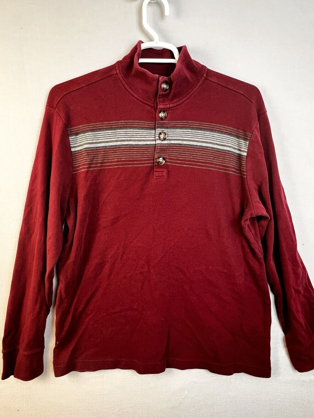 Banana Republic Quarter Button Shirt Men's XL Burgundy Cotton Work Casual